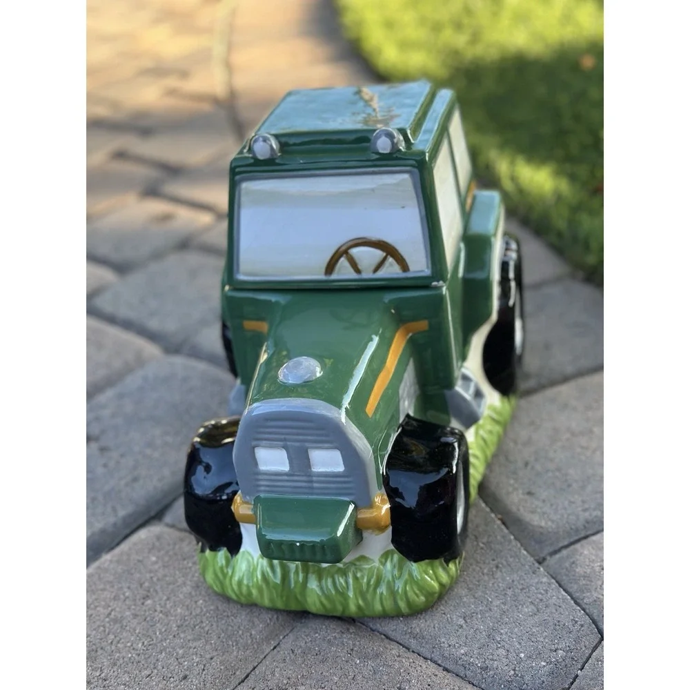 Vintage Large Green Tractor Cookie Jar, style of a John Deere